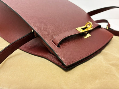 HERMES Kelly Sport PM □B Couchvel/Bordeaux Shoulder Bag