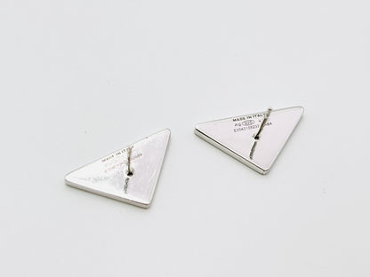 PRADA Prada Triangle Logo Enamel Triangle Plate Earrings, Ag925 Black x Silver