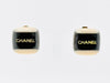 CHANEL Logo Square Earrings 01A Resin Black x Beige Earrings