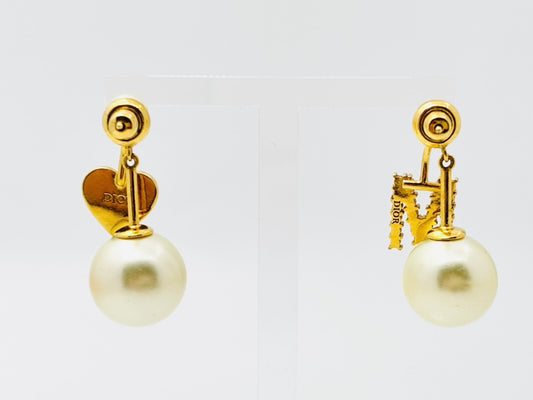 Dior Tribales Pearl Tribal Heart Single Earring & MY ABC Initial M Single Earring with Rhinestones