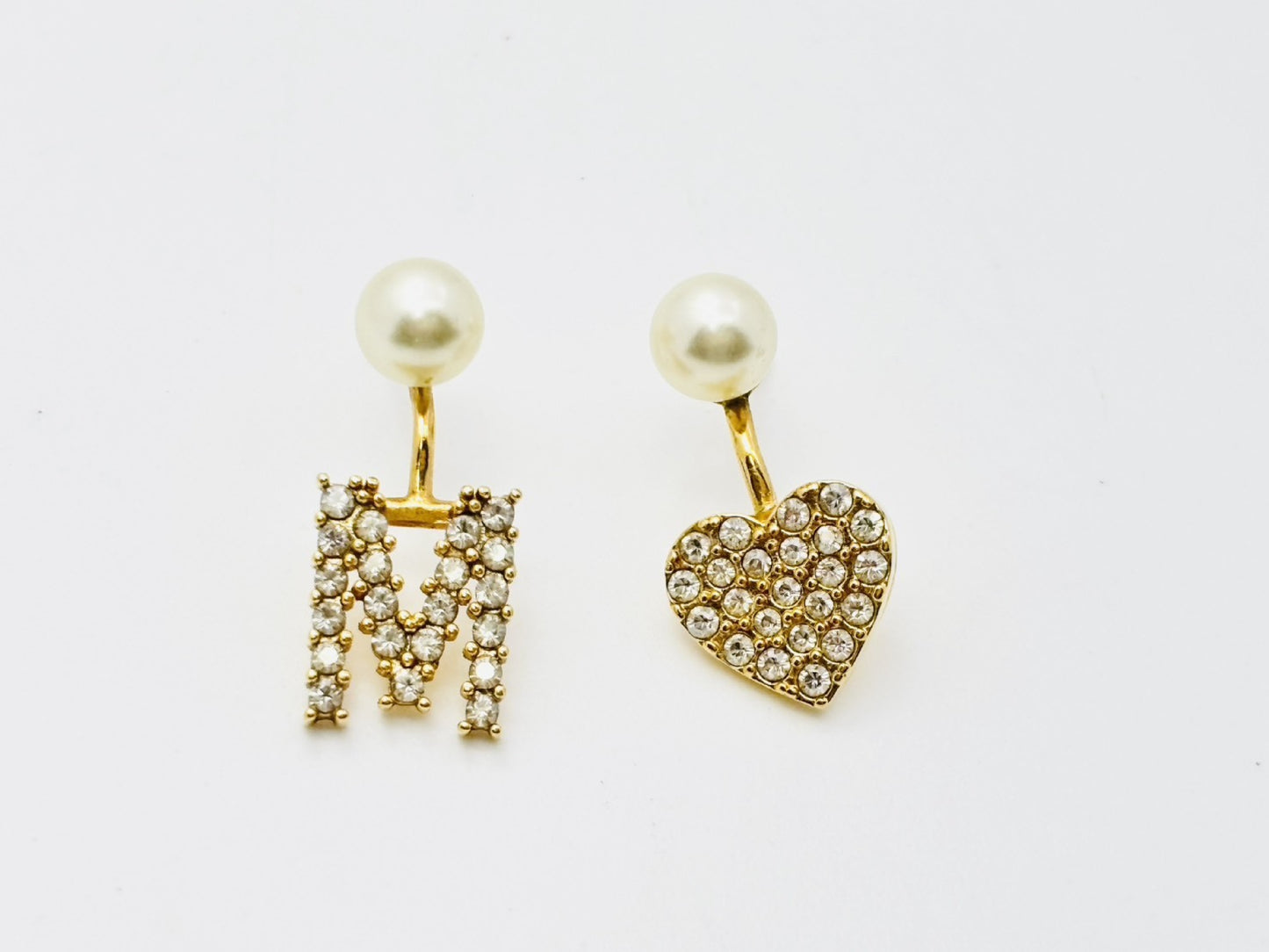 Dior Tribales Pearl Tribal Heart Single Earring & MY ABC Initial M Single Earring with Rhinestones 