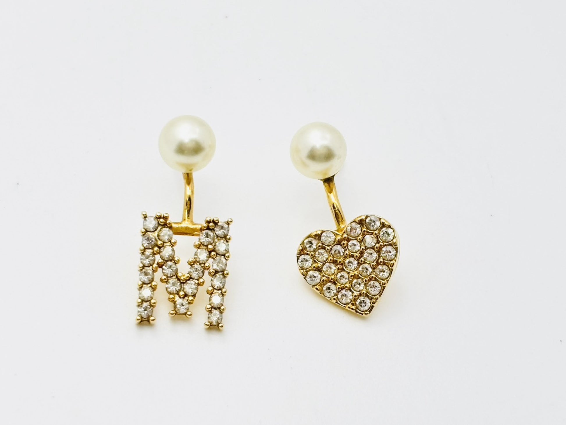 Dior Tribales Pearl Tribal Heart Single Earring & MY ABC Initial M Single Earring with Rhinestones 