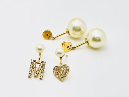 Dior Tribales Pearl Tribal Heart Single Earring & MY ABC Initial M Single Earring with Rhinestones 