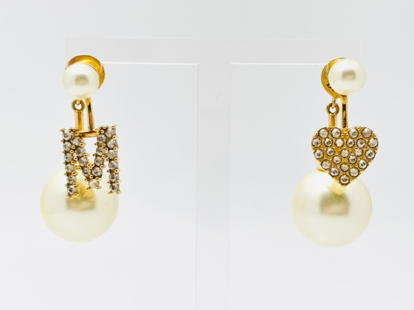 Dior Tribales Pearl Tribal Heart Single Earring & MY ABC Initial M Single Earring with Rhinestones 