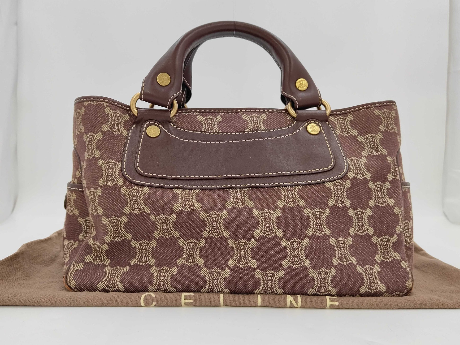 CELINE Paris Macadam Denim and Leather Boogie Bag Tote Bag