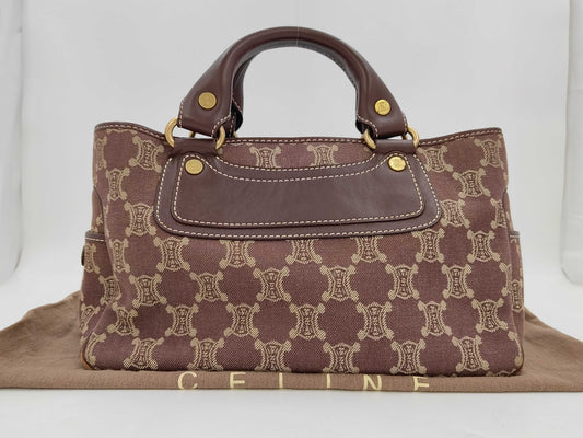 CELINE Paris Macadam Denim and Leather Boogie Bag Tote Bag