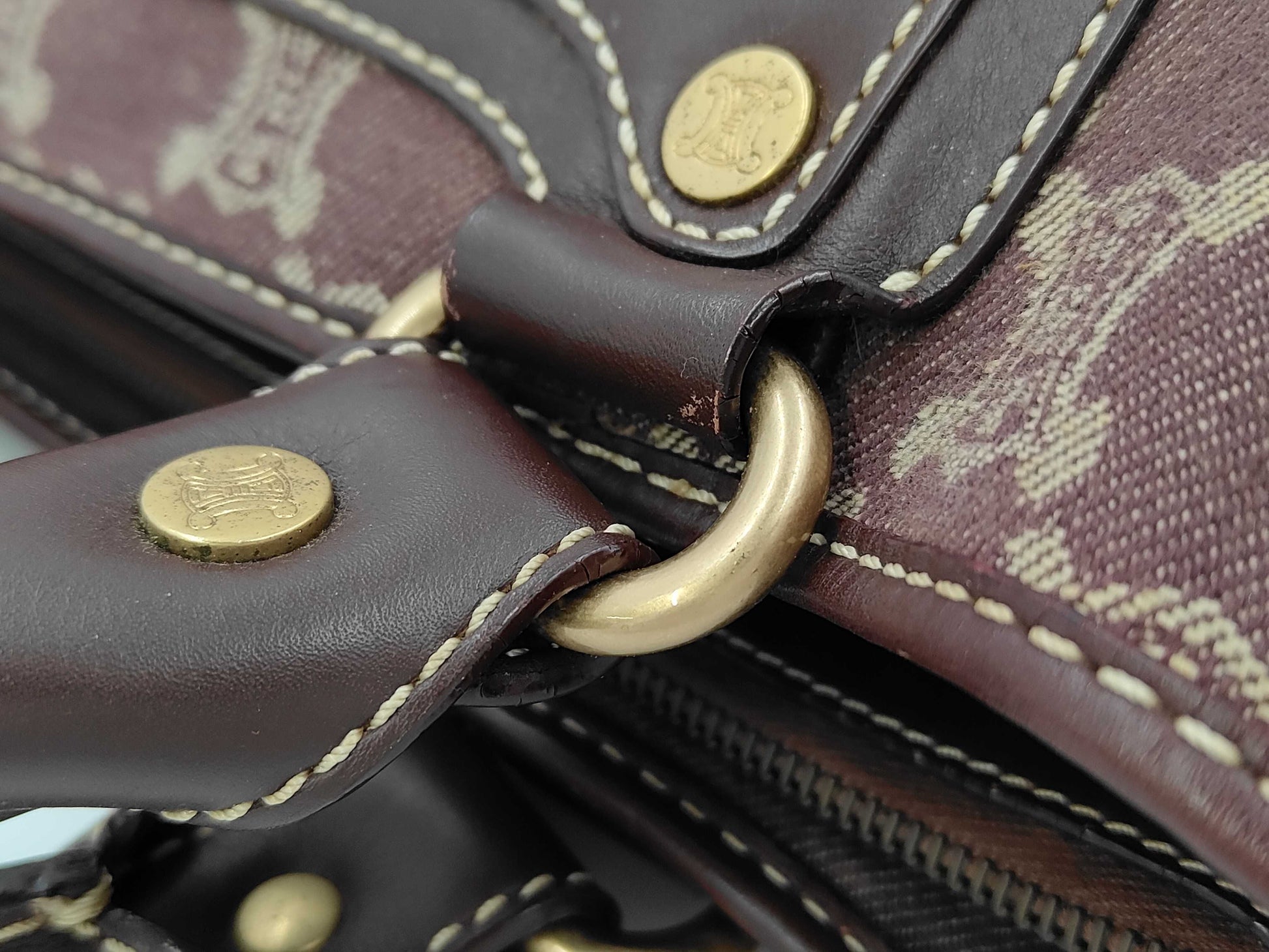 CELINE Paris Macadam Denim and Leather Boogie Bag Tote Bag