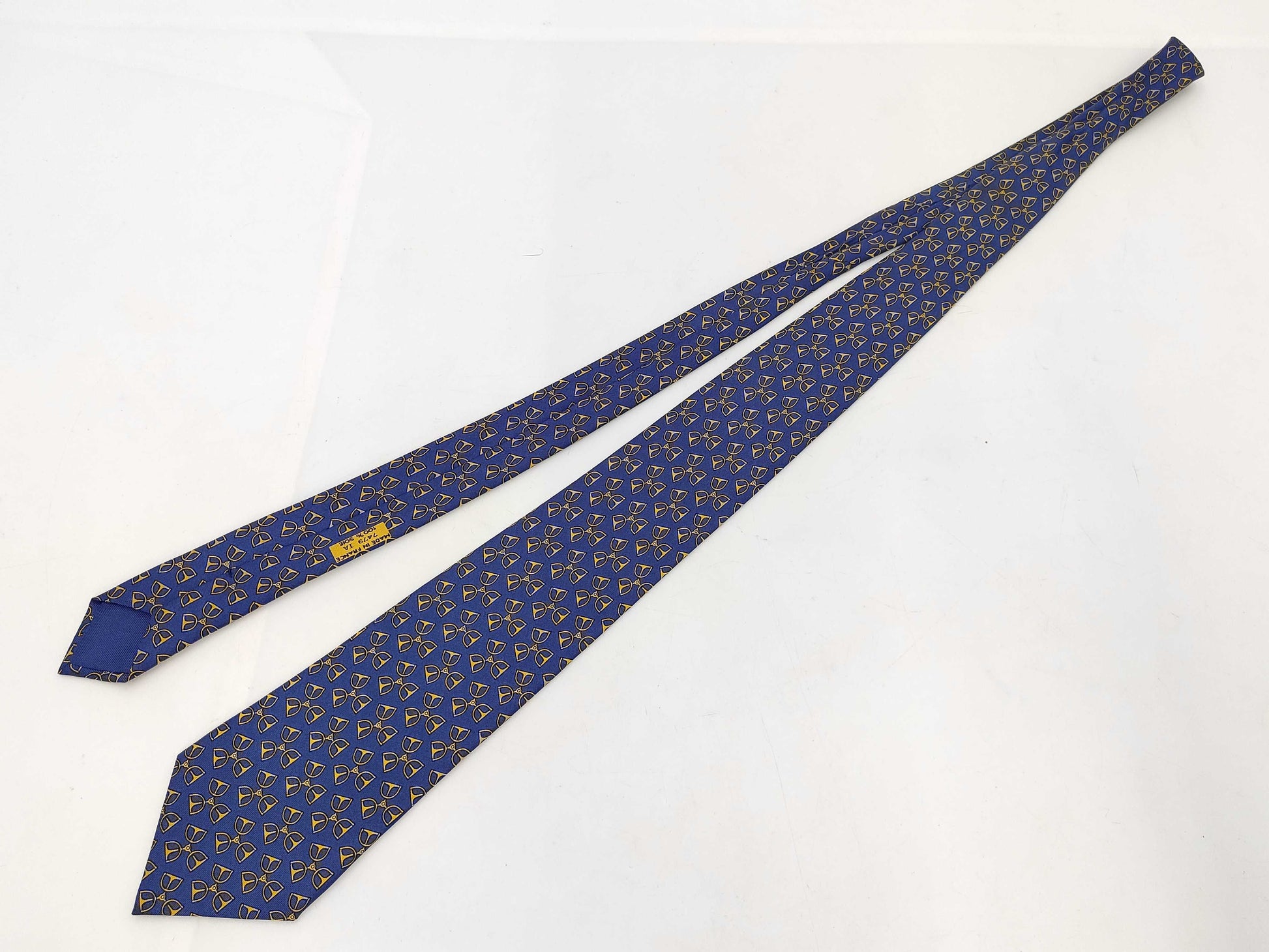 HERMES All-Over Print Navy 8.5cm Tie