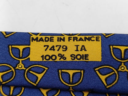 HERMES All-Over Print Navy 8.5cm Tie