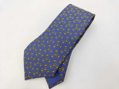HERMES All-Over Print Navy 8.5cm Tie