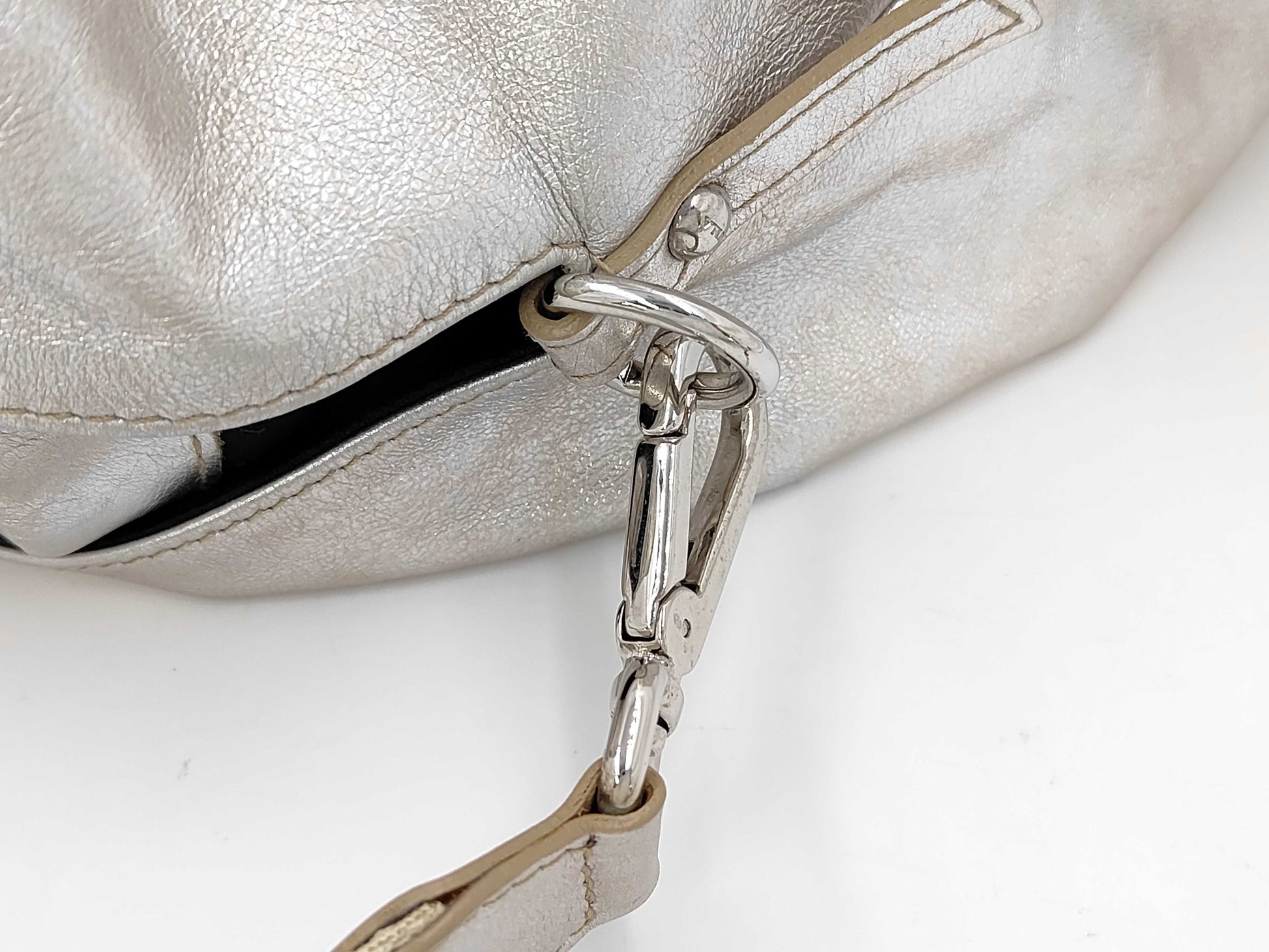 FURLA 2-Way Oversized Boston Bag, 40cm Wide, Silver, with Heart Cadena Charm