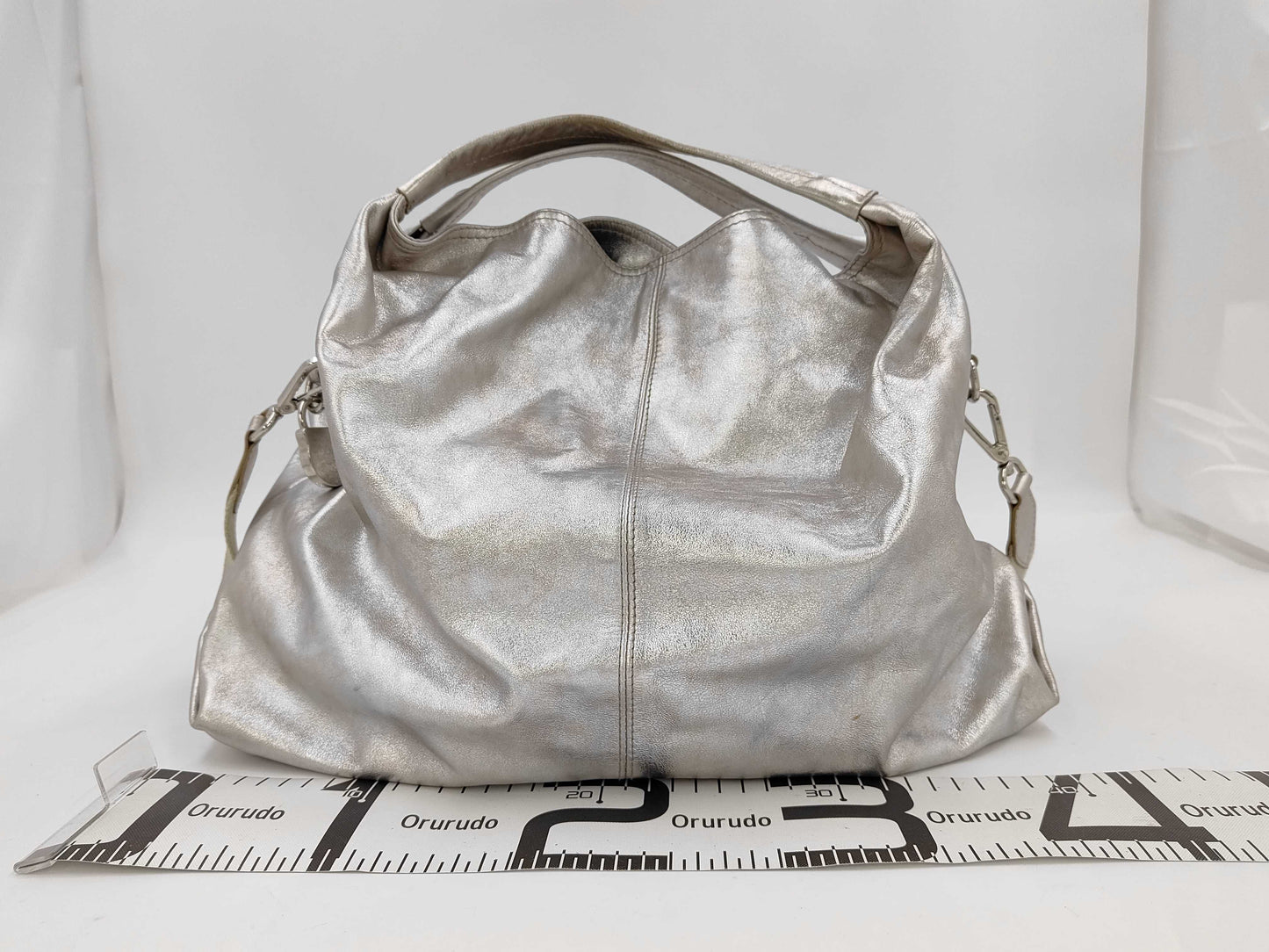 FURLA 2-Way Oversized Boston Bag, 40cm Wide, Silver, with Heart Cadena Charm