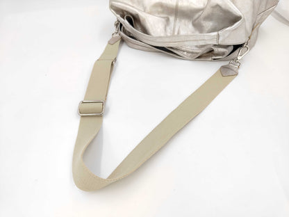 FURLA 2-Way Oversized Boston Bag, 40cm Wide, Silver, with Heart Cadena Charm