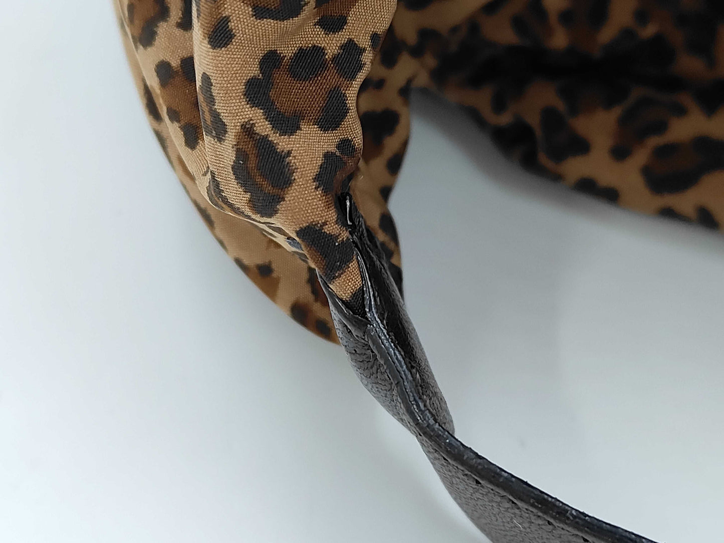 BOTTEGA VENETA Leopard Print Handle Leather Mini Bag with Triangular B Logo Plaque