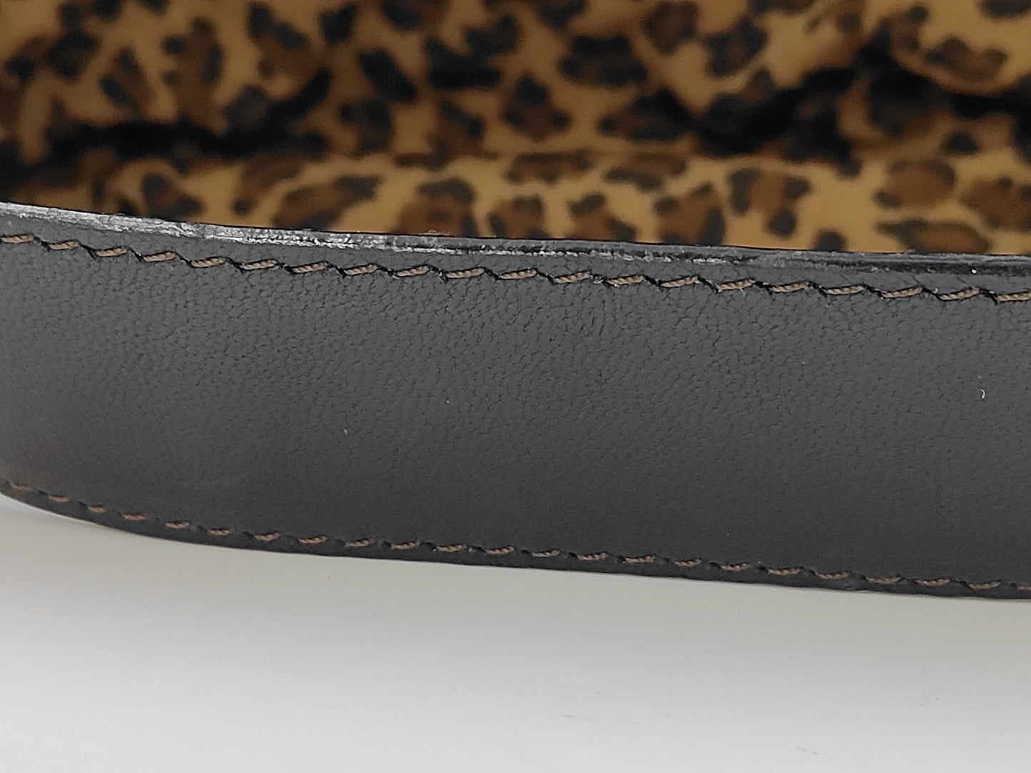 BOTTEGA VENETA Leopard Print Handle Leather Mini Bag with Triangular B Logo Plaque