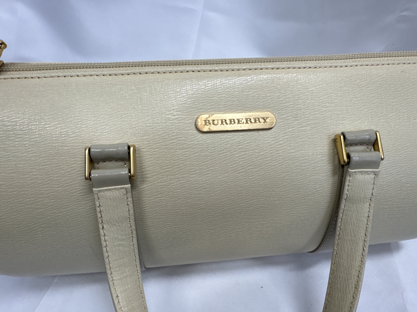 BURBERRY Burberry Leather Nova Check Gold Hardware Cylindrical Handbag