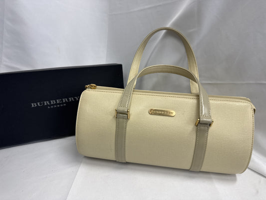 BURBERRY Burberry Leather Nova Check Gold Hardware Cylindrical Handbag