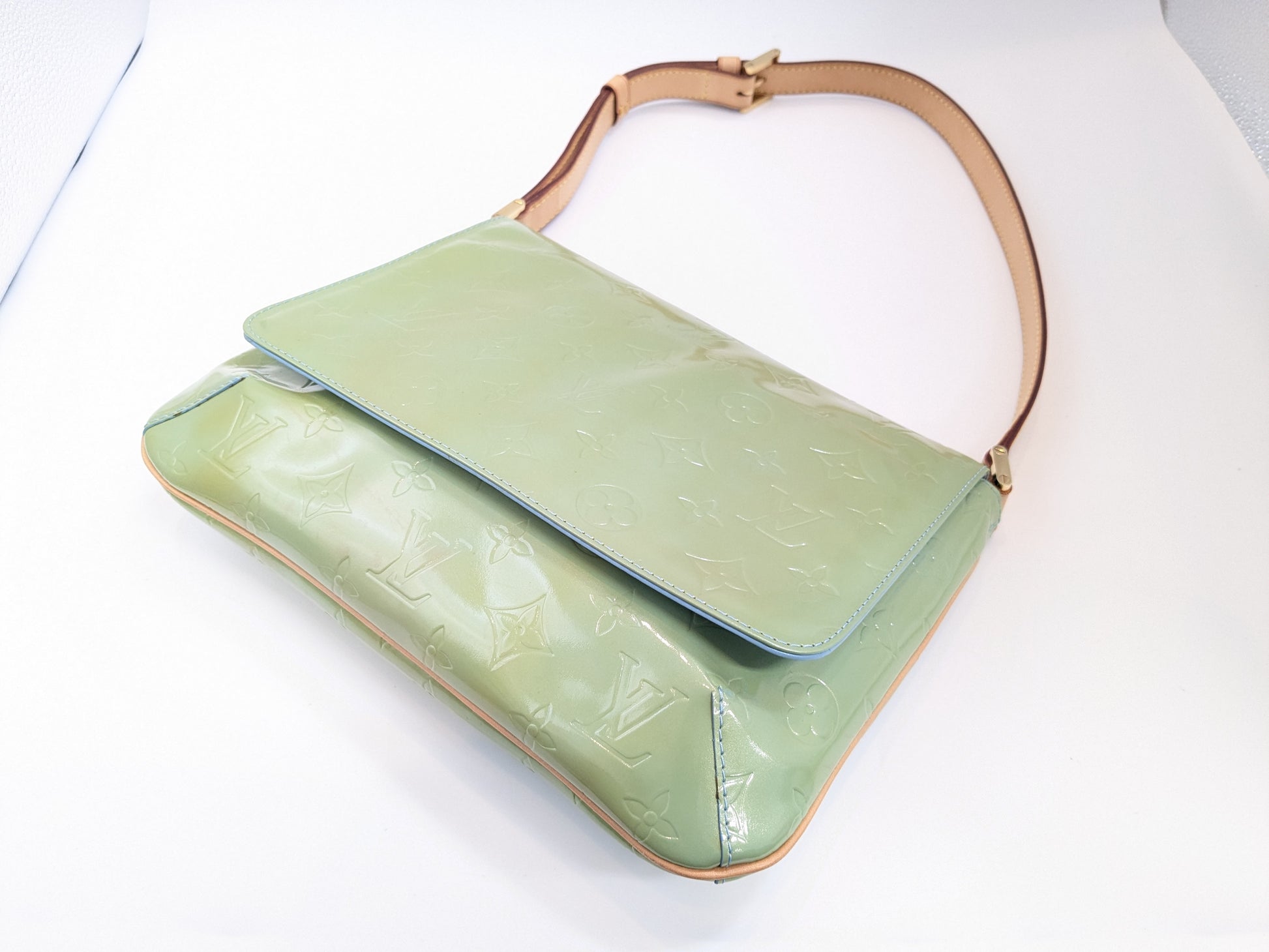 LOUIS VUITTON M91009 Vernis Thompson Street Blue Shoulder Bag BA0978