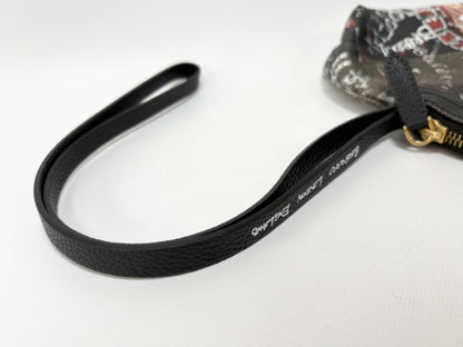 BURBERRY Doodle Graffiti Paint Coated Canvas Pouch Black Clutch Bag