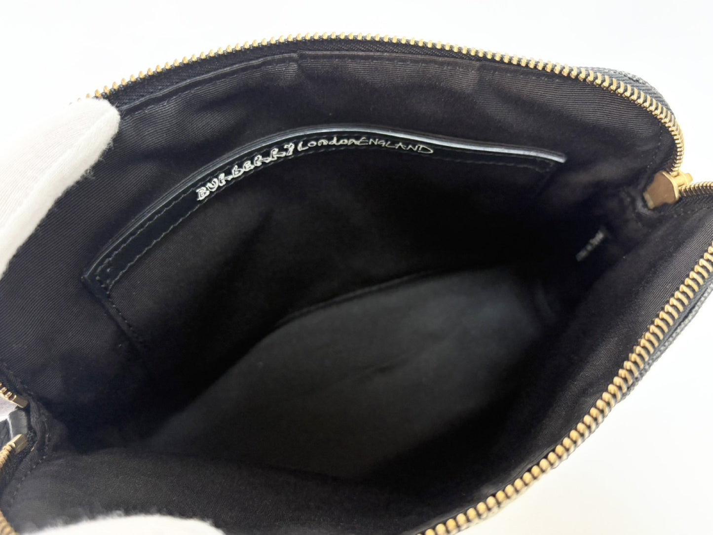 BURBERRY Doodle Graffiti Paint Coated Canvas Pouch Black Clutch Bag