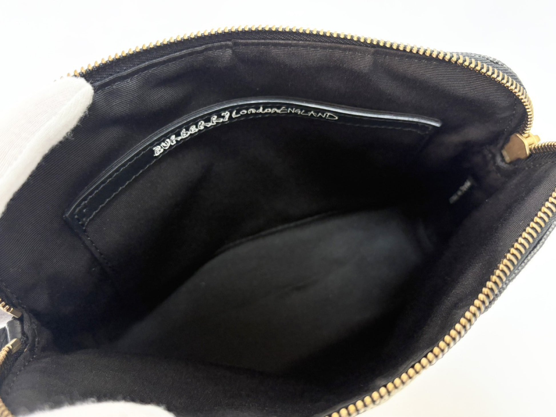 BURBERRY Doodle Graffiti Paint Coated Canvas Pouch Black Clutch Bag