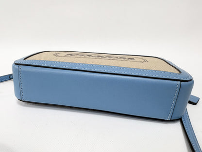 COACH Kira Crossbody M2223-CI026 Canvas and Calf Leather Clutch Pouch Shoulder Bag Blue and Beige