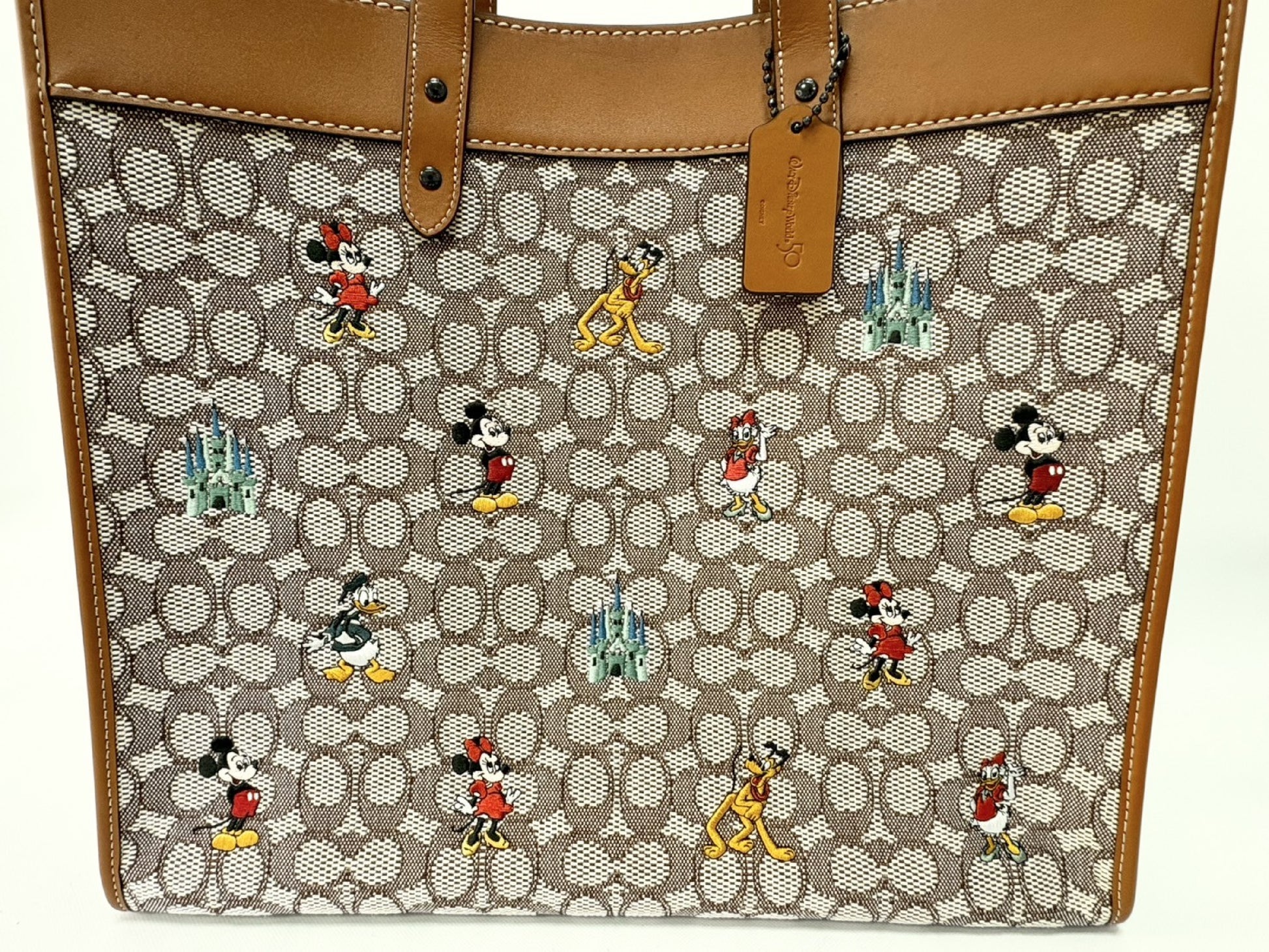 COACH Disney x Coach Field 40 Signature with Mickey Mouse Embroidery A2280-C8492 Tote Bag with Shoulder Strap, Signature Textile