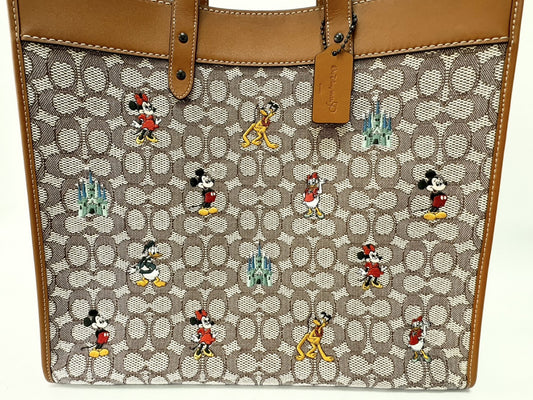 COACH Disney x Coach Field 40 Signature with Mickey Mouse Embroidery A2280-C8492 Tote Bag with Shoulder Strap, Signature Textile
