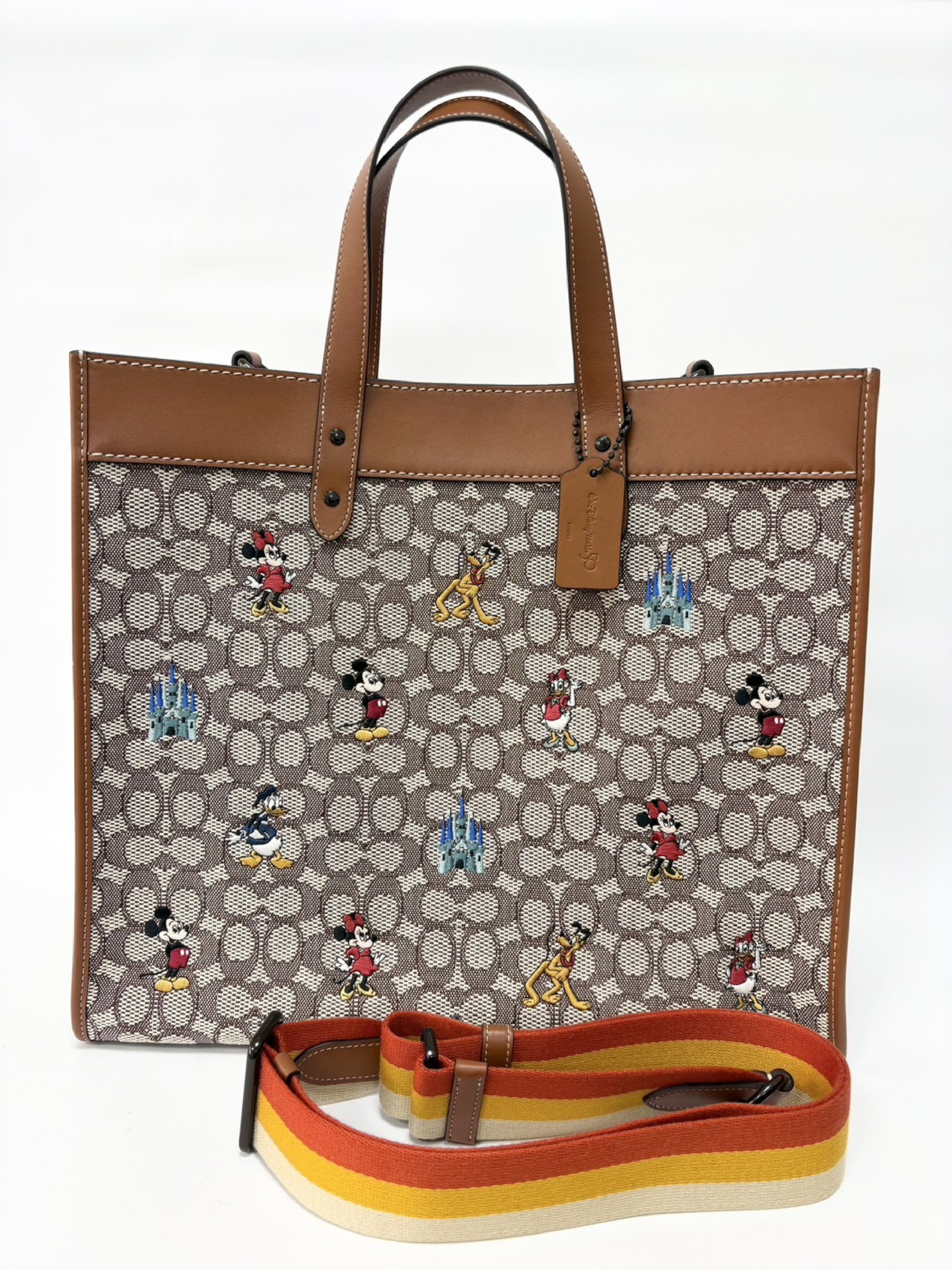 COACH Disney x Coach Field 40 Signature with Mickey Mouse Embroidery A2280-C8492 Tote Bag with Shoulder Strap, Signature Textile