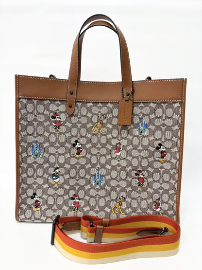 COACH Disney x Coach Field 40 Signature with Mickey Mouse Embroidery A2280-C8492 Tote Bag with Shoulder Strap, Signature Textile