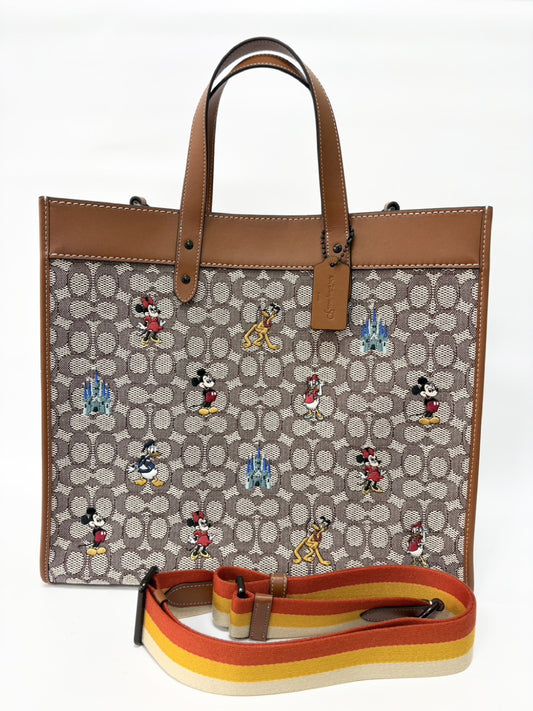 COACH Disney x Coach Field 40 Signature with Mickey Mouse Embroidery A2280-C8492 Tote Bag with Shoulder Strap, Signature Textile