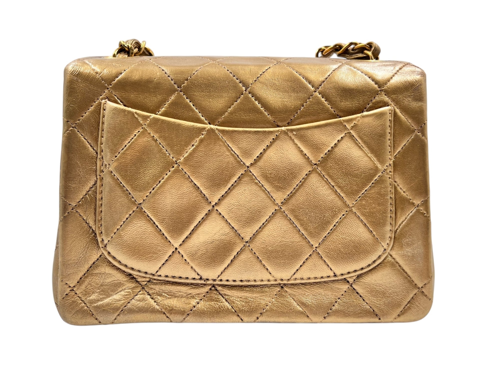 CHANEL Mini Matelasse Chain Shoulder Bag Gold Shoulder Bag