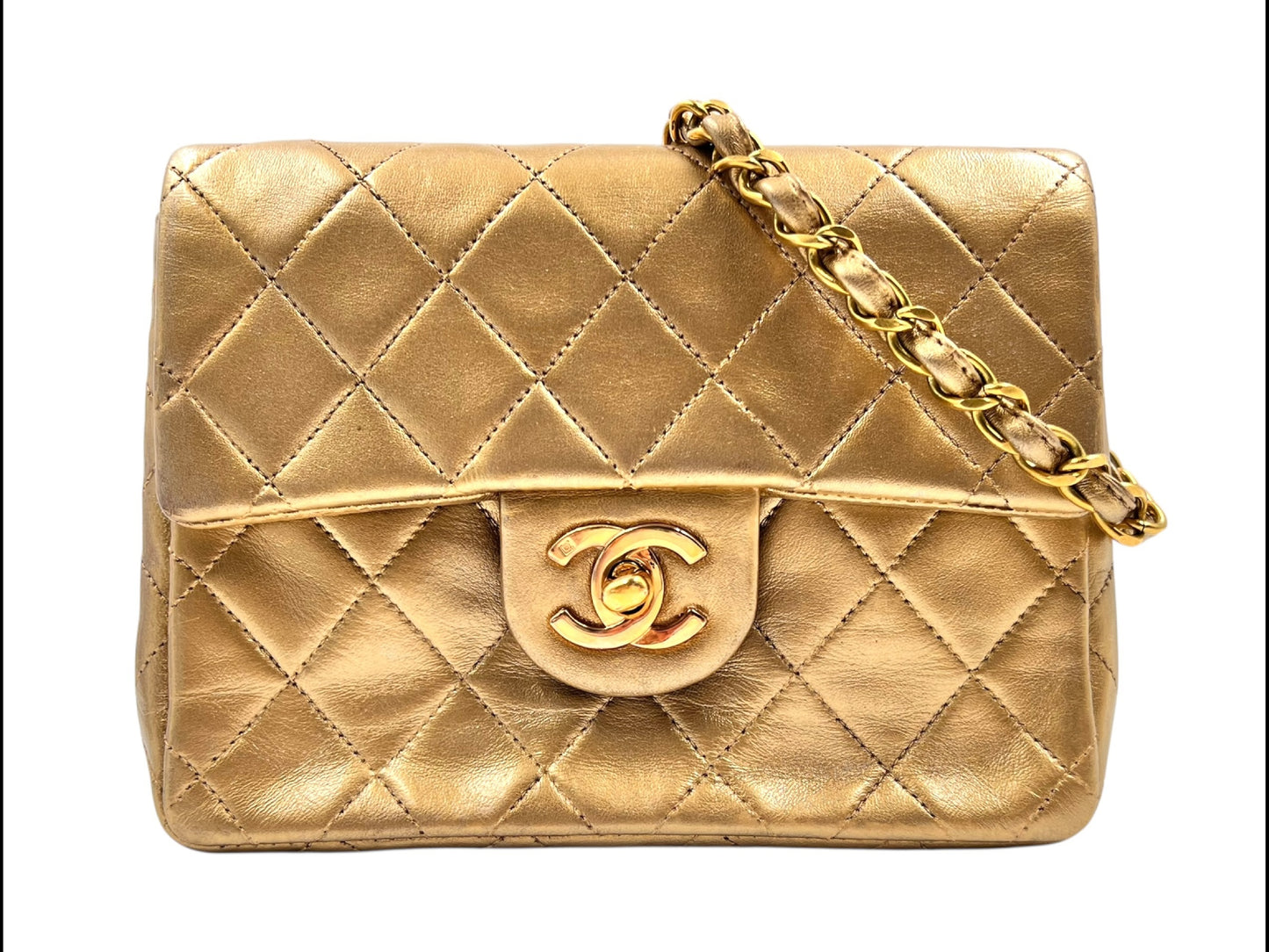 CHANEL Mini Matelasse Chain Shoulder Bag Gold Shoulder Bag