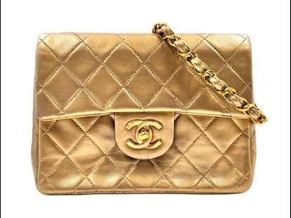 CHANEL Mini Matelasse Chain Shoulder Bag Gold Shoulder Bag