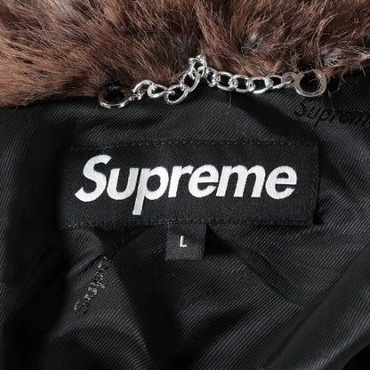 Supreme Polyester Jacket, Size L, Faux Fur Hooded, Full Logo Coat