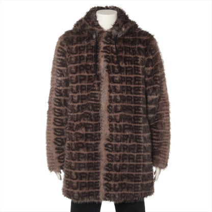 Supreme Polyester Jacket, Size L, Faux Fur Hooded, Full Logo Coat