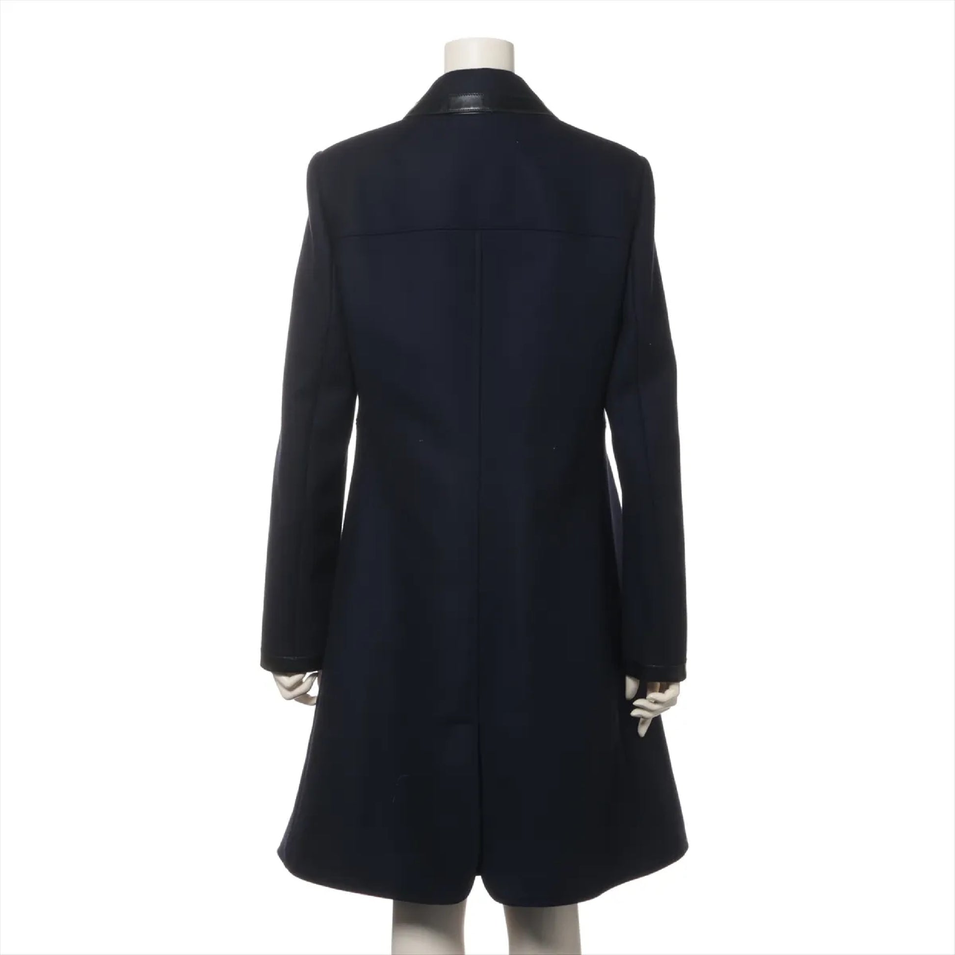 LOUIS VUITTON 2015AW Wool Long Coat, Size 40, Navy, RW152A