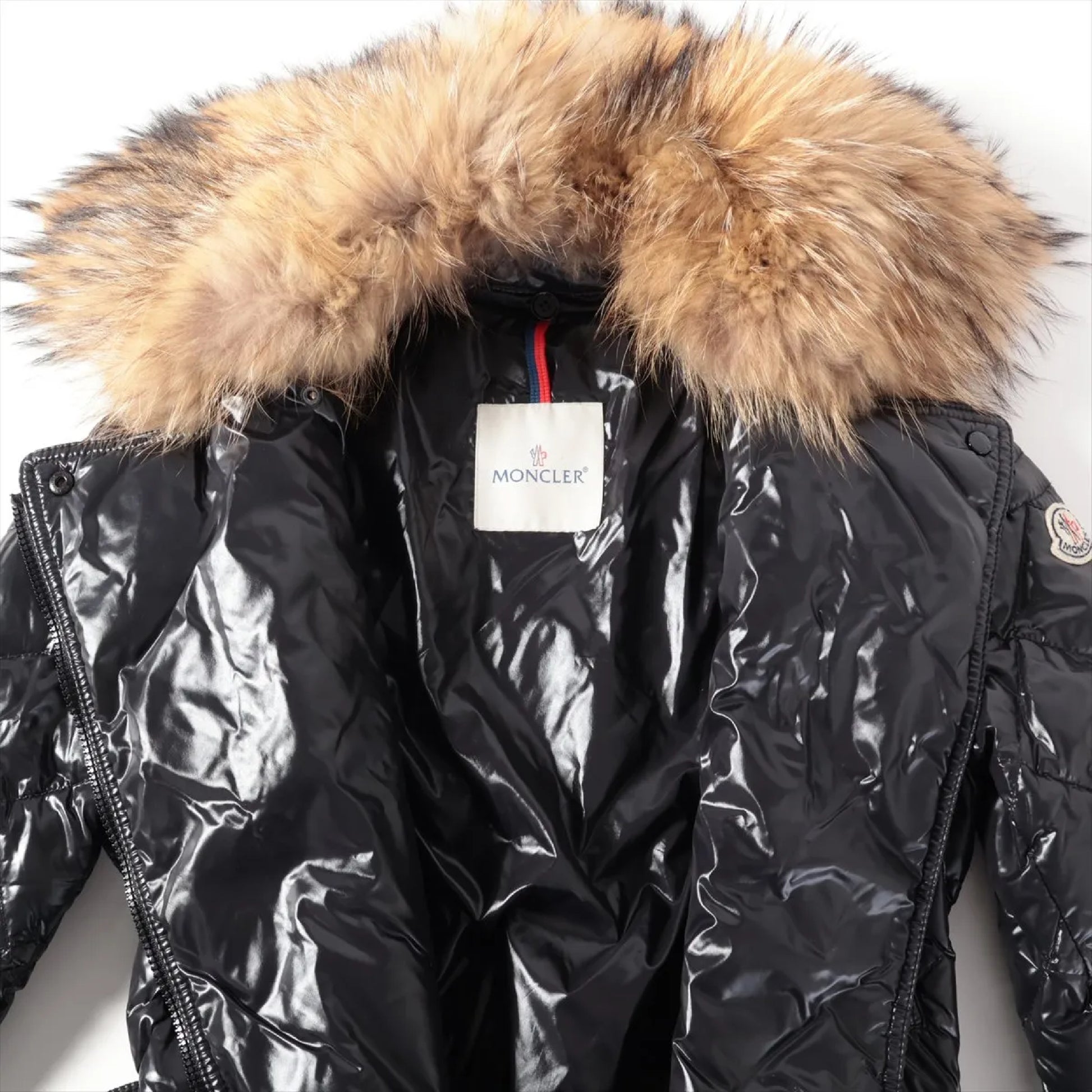 MONCLER Down Coat 0 with Belt and Removable Fur Jacket