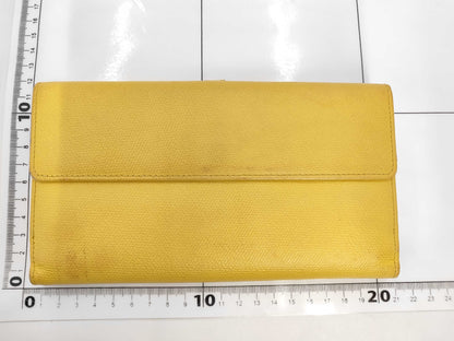 CHANEL Coco Button Long Wallet, Leather, Yellow, No. 9 Series