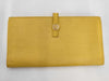 CHANEL Coco Button Long Wallet, Leather, Yellow, No. 9 Series