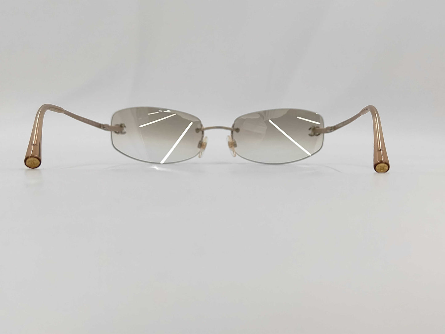  CHANEL Coco Mark Rimless Sunglasses Gray Sunglasses & Glasses