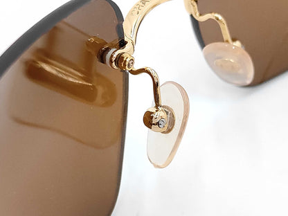  CHANEL Coco Mark Rimless Sunglasses with Rhinestones in Gold and Brown