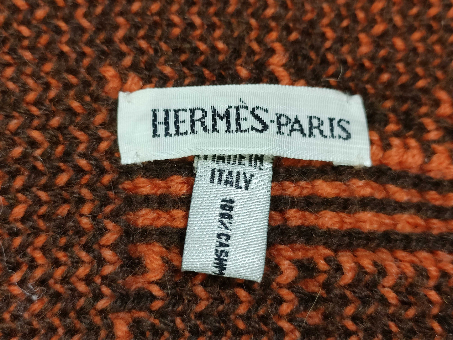 HERMES Margiela-era H-print scarf in brown and orange