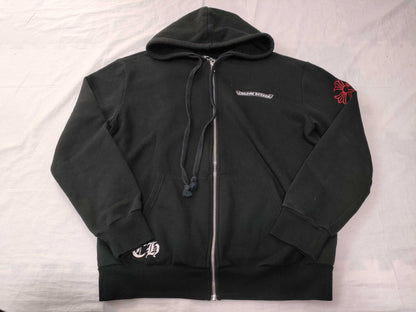 CHROME HEARTS New Scroll Label Hoodie Zip M Black Tops