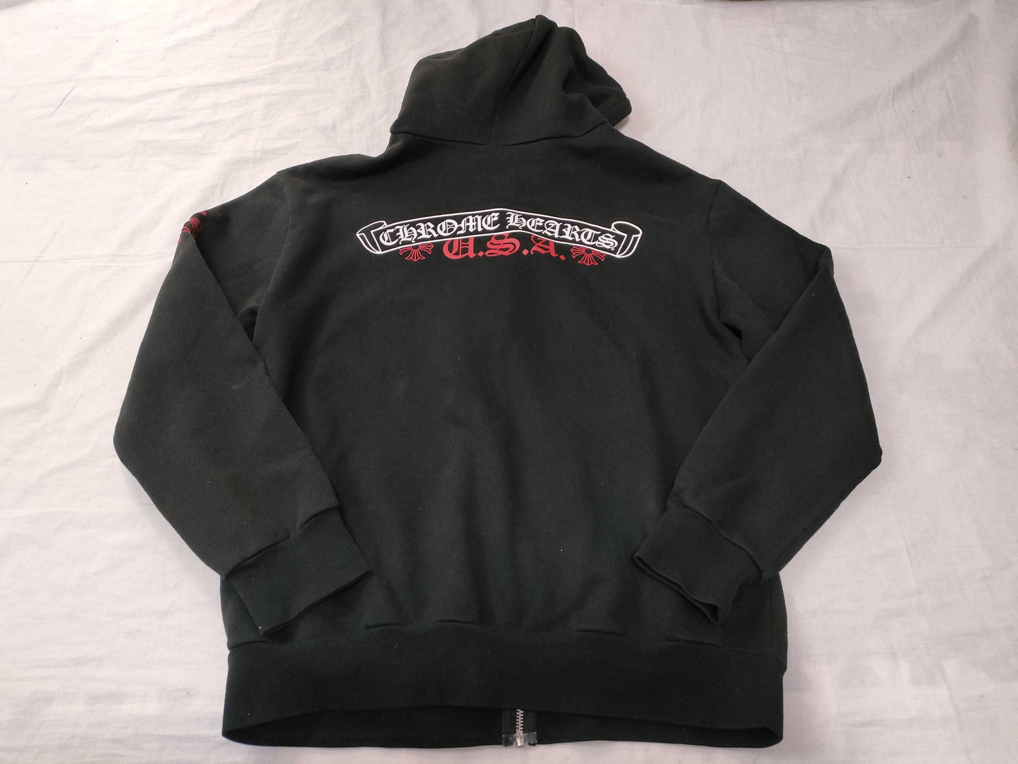CHROME HEARTS New Scroll Label Hoodie Zip M Black Tops