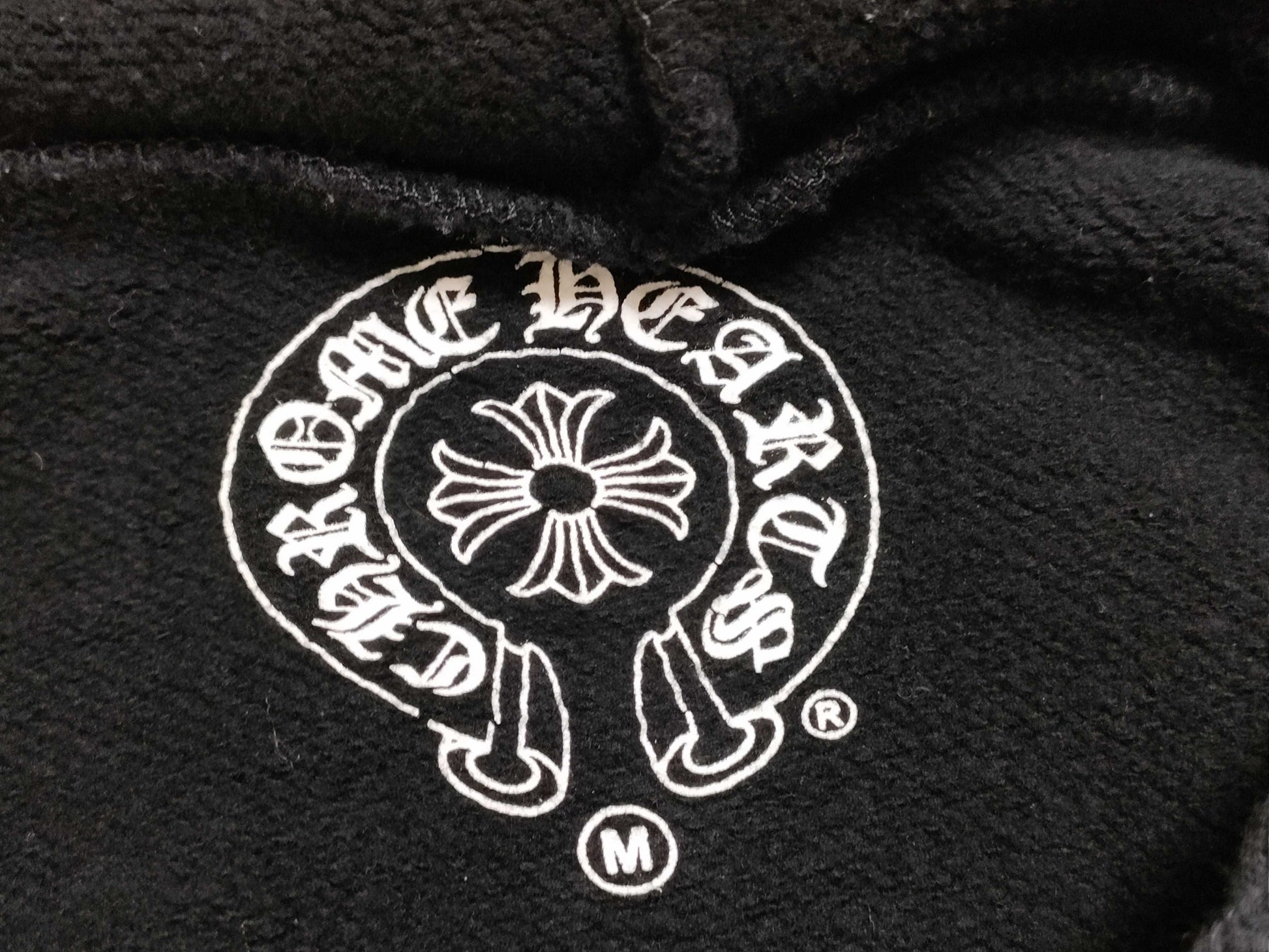 CHROME HEARTS New Scroll Label Hoodie Zip M Black Tops