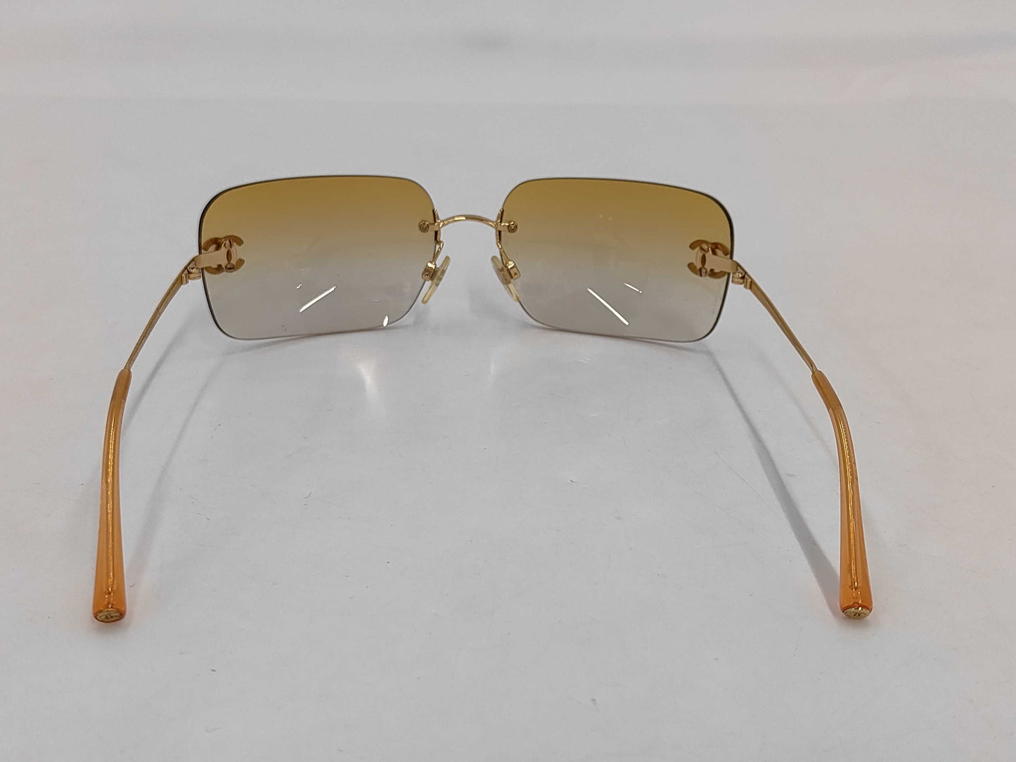  CHANEL Coco Mark Sunglasses with Rhinestones, Orange