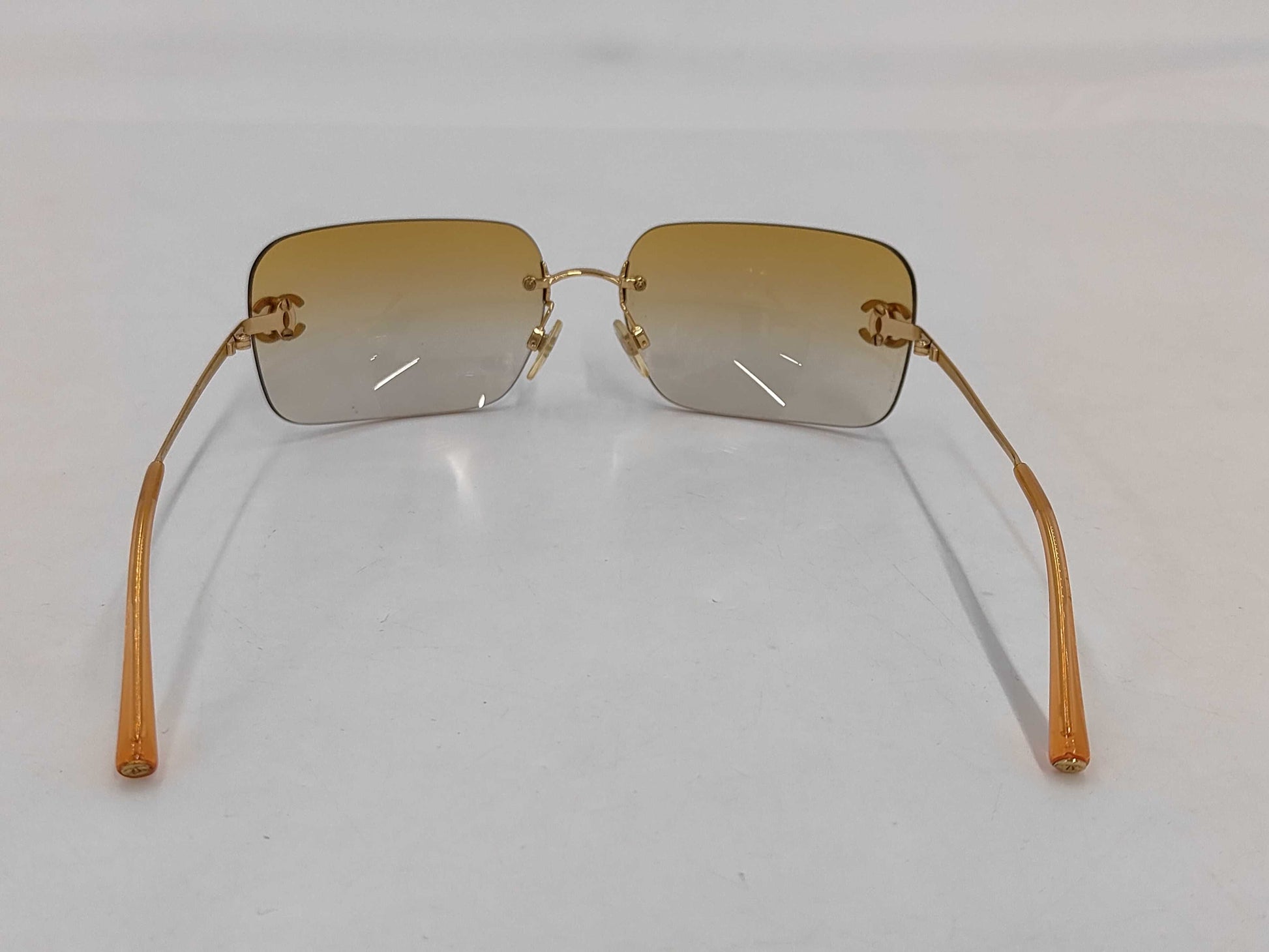  CHANEL Coco Mark Sunglasses with Rhinestones, Orange