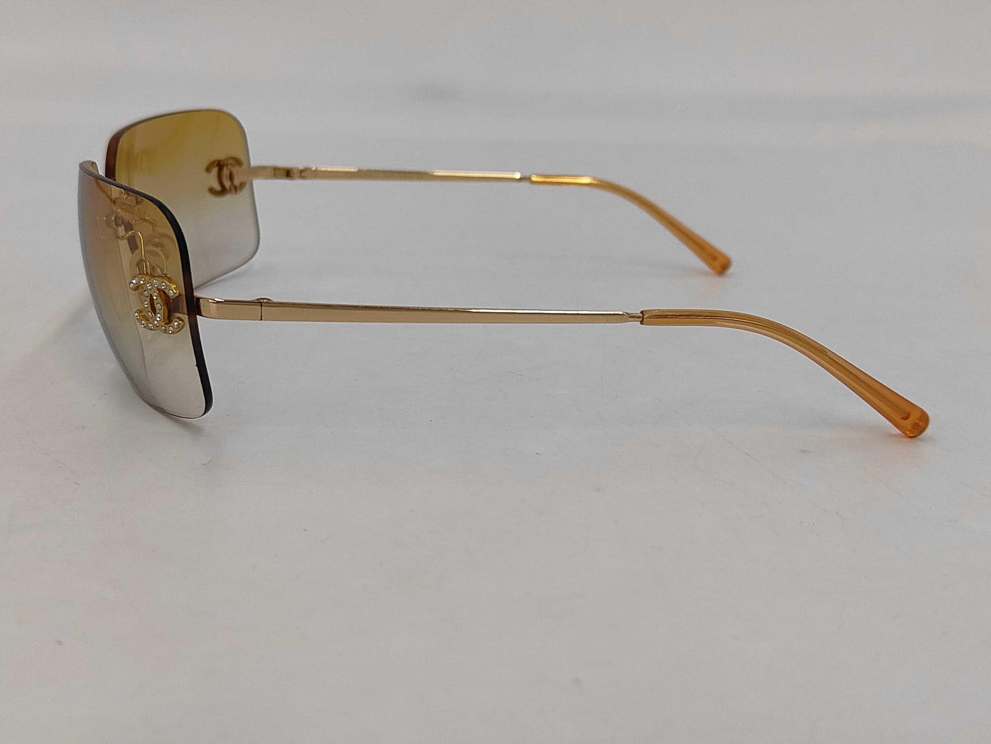  CHANEL Coco Mark Sunglasses with Rhinestones, Orange