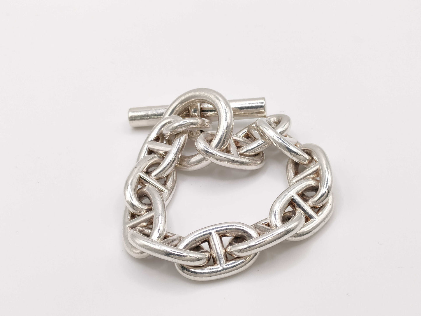 HERMES Chaine d'Ancre TGM 11 links 106.1g 21 stamps Ag925 bracelet/bangle